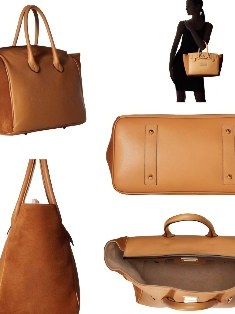 Valentino Omnia Tan Travel Leather Tote Bag